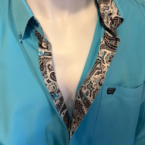 Cinch Men's Turquoise Button-Down Shirt - Picture 6 of 7